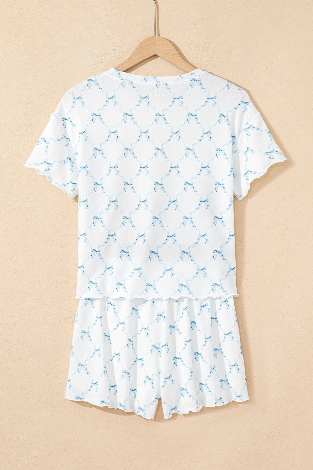 Printed Round Neck Top and Shorts Two-Piece Lounge Set - Ladyez