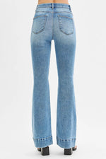 RISEN Full Size Tummy Control Elastic Band High Rise Flare Jeans Plus Size - Ladyez
