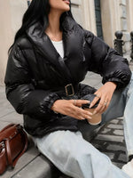 Long Sleeve Belted Puffer Jacket