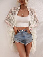 Openwork Open Front Longline Cover Up - Ladyez