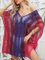Rainbow Gradient Crochet Beach Cover Up - Ladyez