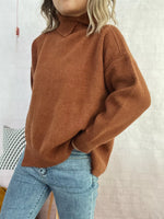 Slit Turtleneck Long Sleeve Sweater