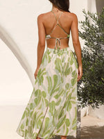 Tropical Print Backless Maxi Sleeveless Dress - Ladyez