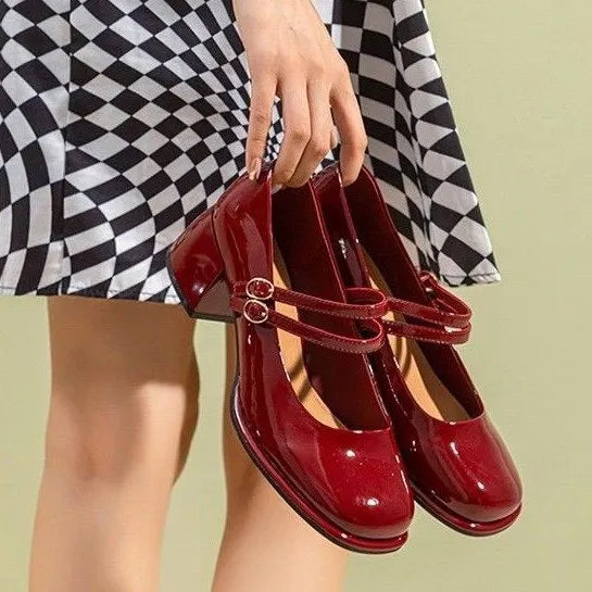 Square Toe Block Heels Pumps - Ladyez