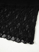 Asymmetric Panels Sheer Floral Lace Patchwork Long Sleeve Top