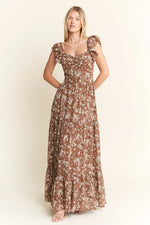 Jade By Jane Ruffle Sleeve Tiered Maxi Dress - Ladyez