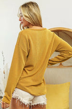 BiBi Wavy Two Tone Rib Notch Neck Patch Pocket Top