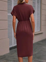 Ruched Surplice Short Sleeve Dress