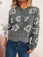 Floral Pattern Button-Up Cardigan