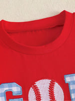 Children's Baseball Embroidered T-shirt and Gingham Shorts Set
