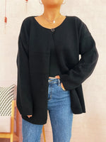 One Button Front Drop Shoulder Cardigan