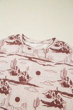 Desert Sand Print Short Sleeve Knit Top
