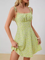Floral Print Tie Strap Mini Dress