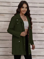 Drawstring Snap-Down Trench Coat