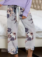 Round Neck Top and Printed Pants Lounge Set - Ladyez