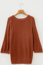 Ribbed Knit Round Neck Short Sleeve Sweater