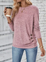 Casual Decor Button Long Sleeve T-Shirt