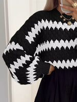 Textured Striped Round Neck Sweater