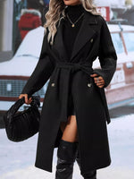 Double-Breasted Tie Waist Coat