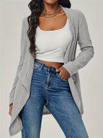 Ribbed Knit Open Front Cardigan