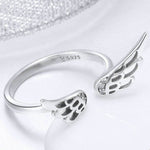 925 Sterling Silver Zircon Angel Wing Open Ring