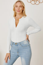 Zip Up Long Sleeve Bodysuit - Ladyez