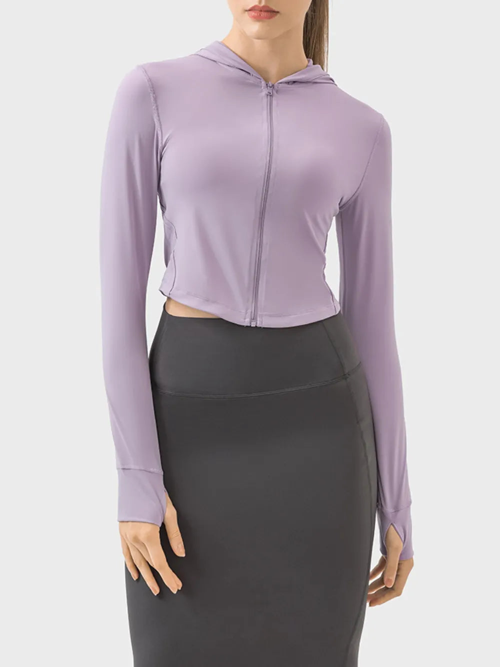 Millennia Zip Up Hooded Long Sleeve Active Outerwear - Ladyez