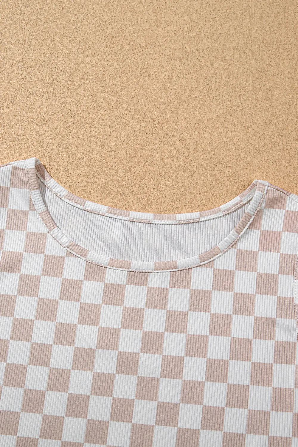 Ribbed Texture Checkered Print Tank and Pants Set - Ladyez
