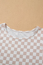 Ribbed Texture Checkered Print Tank and Pants Set - Ladyez