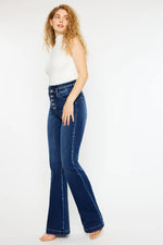 Kancan Button Fly High Rise Flare Jeans - Ladyez