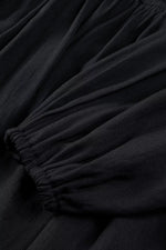Solid Color Long Sleeve Shirred Drawstring Ruffle Mini Dress