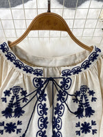 Embroidered Tie Neck Blouse