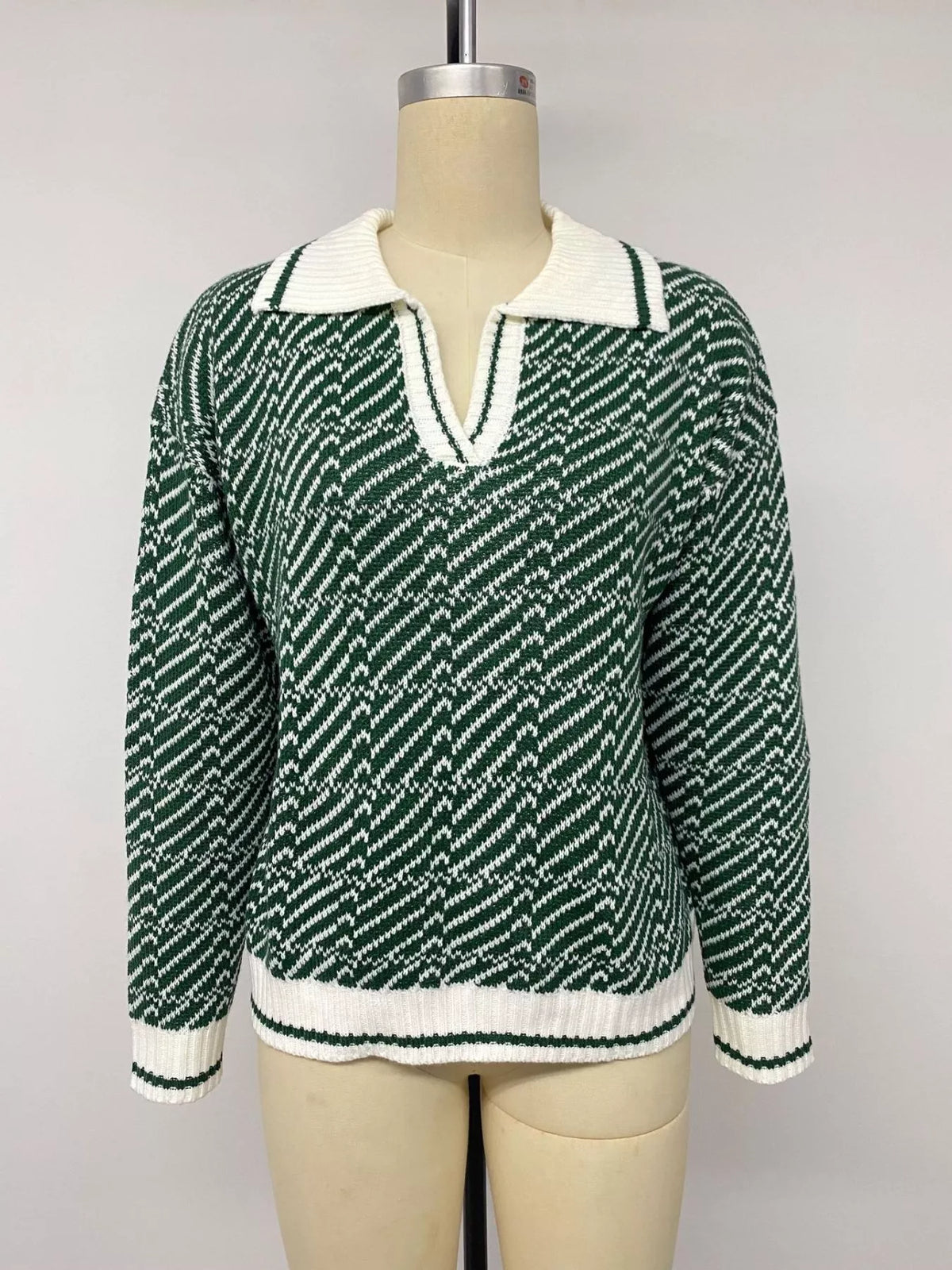 Geometric Patterned Collared Sweater
