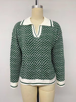 Geometric Patterned Collared Sweater