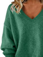Full Size V-Neck Dropped Shoulder Sweater Plus Size