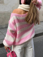Striped Knit Long Sleeve Sweater