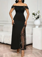 Sequin Embellished Ruched Maxi Dress