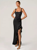 Sequin Ruffle Hem Maxi Dress
