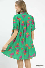Umgee Floral Print Babydoll Dress