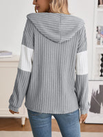 Drawstring Color Block Zip Up Outerwear