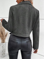 Zip Up Suede Cropped Moto Jacket
