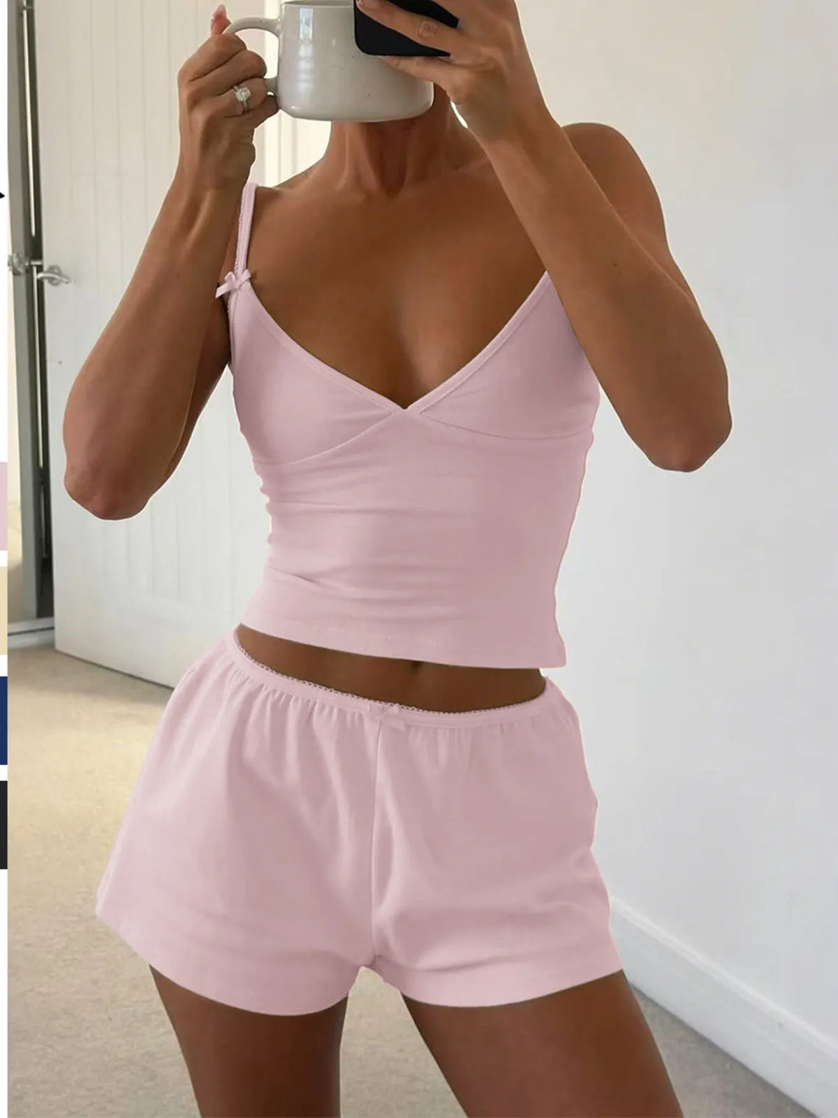V-Neck Cami and Shorts Set - Ladyez