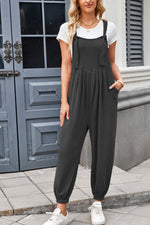 Lovelet Knotted Strap Overalls with Pockets - Ladyez