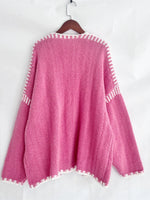 Contrast Trim Open Front Cardigan