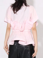 Ruffle Peplum Button-Down Shirt