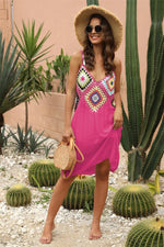 Geometric V-Neck Spaghetti Strap Cover Up Dress - Ladyez