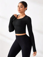 Round Neck Long Sleeve Active T-Shirt - Ladyez