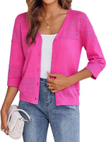 Button Up 3/4 Sleeve Cardigan