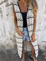 Sleeveless Crochet Longline Cardigan