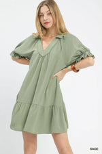 Umgee Tiered Puff Sleeve Babydoll Dress